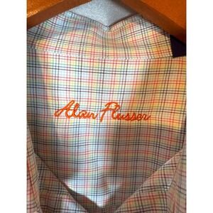 Alan Flusser XL Mens Plaid Button‎ Down Long Sleeve Shirt Pocket Colorful